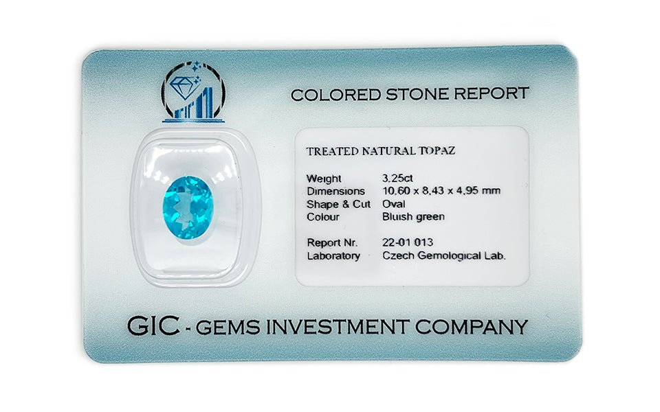 Natural Topaz 3.25 ct – Oval Cut, Coated, ČGL Certified