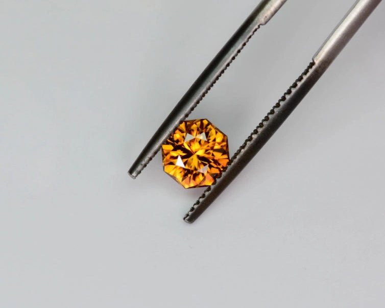Natural Zircon 1.76 ct – Octagon Cut, Brownish Orange, Untreated, ČGL Certified, Tanzania