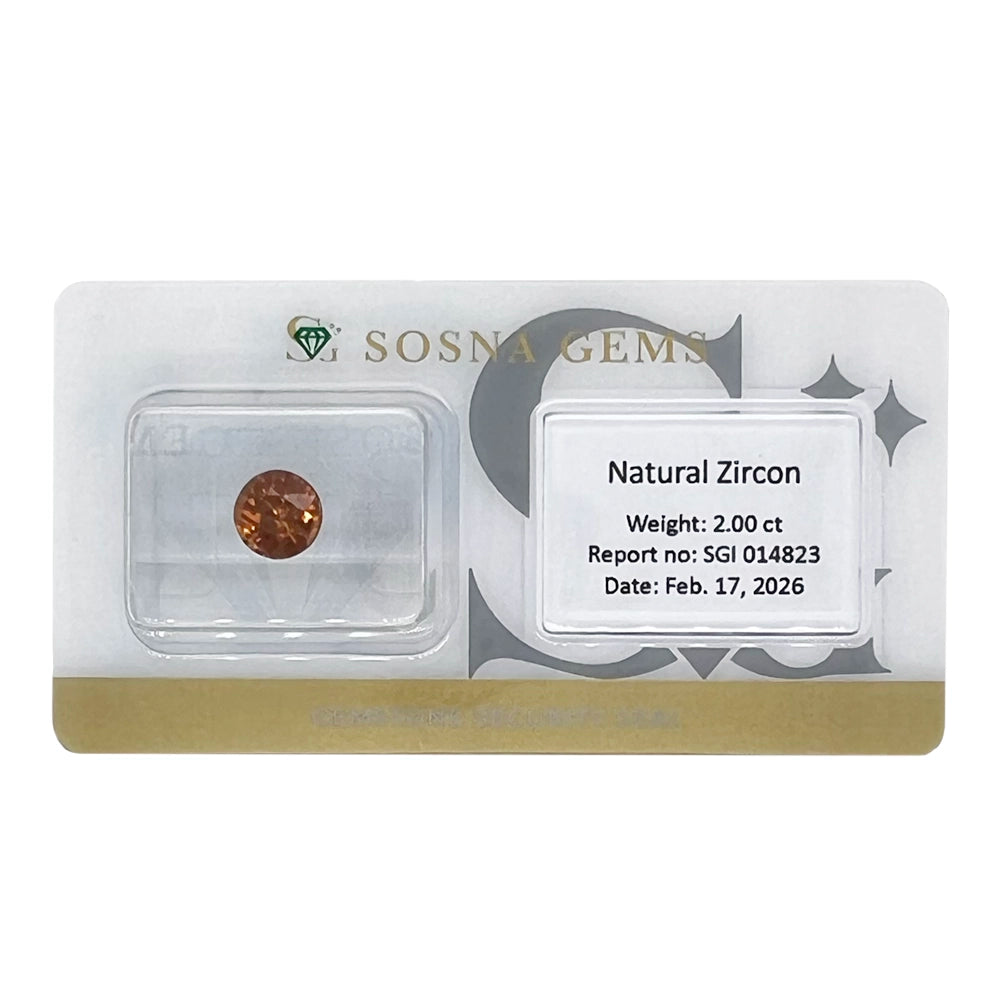 Přírodní oranžový zirkon 2,00 ct – kulatý briliant Brus, neupravený