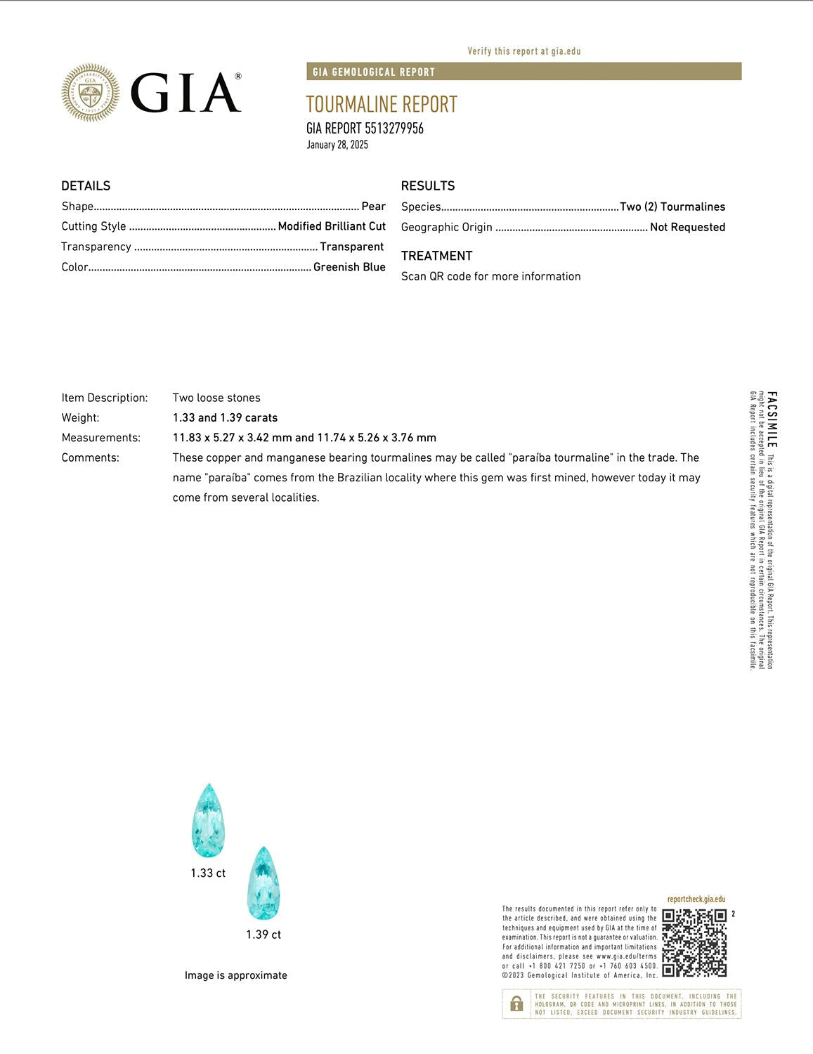 Paraiba Tourmaline Pair 2.72 ct – Pear Cut, GIA Certified, Untreated