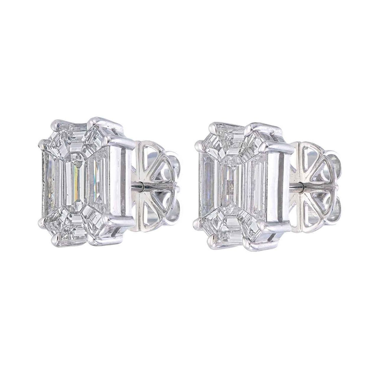 Piecut Diamond Earrings 0.78 ct – 18K White Gold