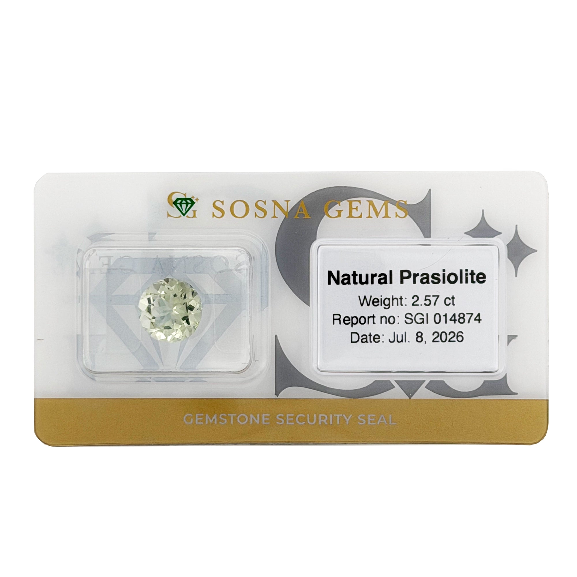 Natural Prasiolite 2.57 ct – Green Amethyst, Round Cut, Heated