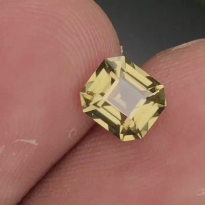 Natural greenish yellow zircon, 1.75 carats, octagonal cut, VVS clarity, untreated, from Sri Lanka