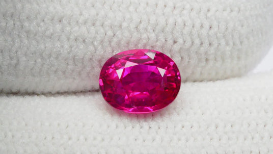 Natural red ruby on hand