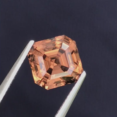 Natural peach orange zircon, 6.45 carats, Asscher cut, IF clarity, untreated, from Sri Lanka