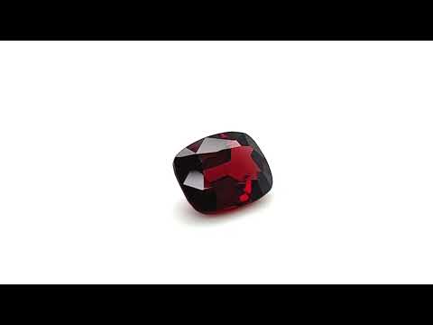 Natural almandine garnet, 5.67 carats, cushion cut, VVS clarity, untreated, dark orangy-red, ČGL certified