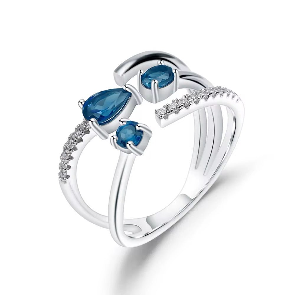 Resizable Silver Ring 0.87 ct London Blue Topaz