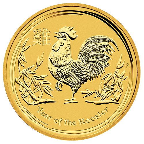 Investment Gold Coin Rooster 2017, Lunar series II, front side