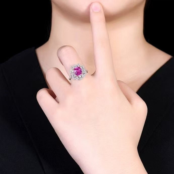 Royal Pink Sapphire Ring / Pendant 3.06 ct – 18K White Gold with Diamonds