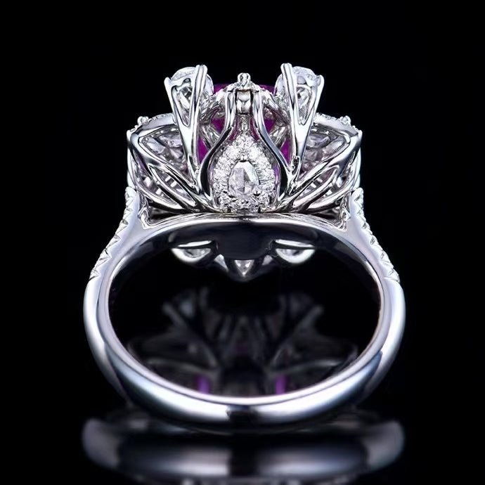 Royal Pink Sapphire Ring / Pendant 3.06 ct – 18K White Gold with Diamonds