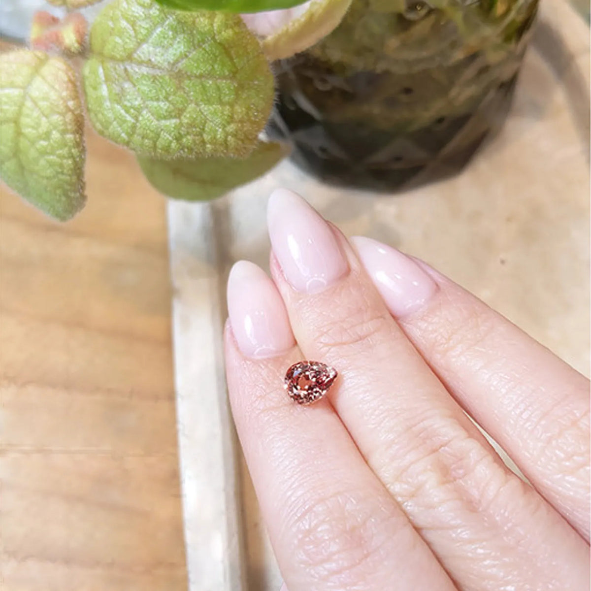 Natural heated sapphire, padparadscha, pear cut, 1.69 ct, loose gemstone, view 2.