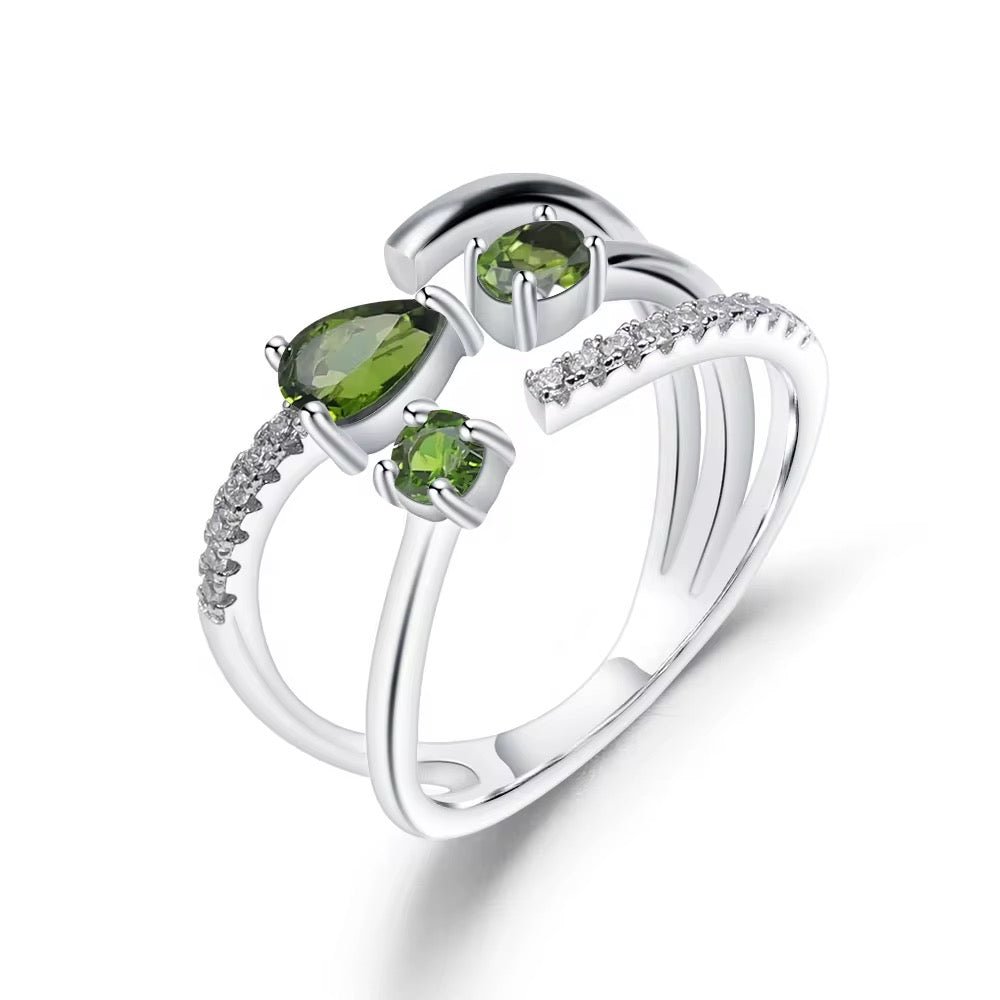 Silver 0.87 ct Chrome Diopside Resizable Ring