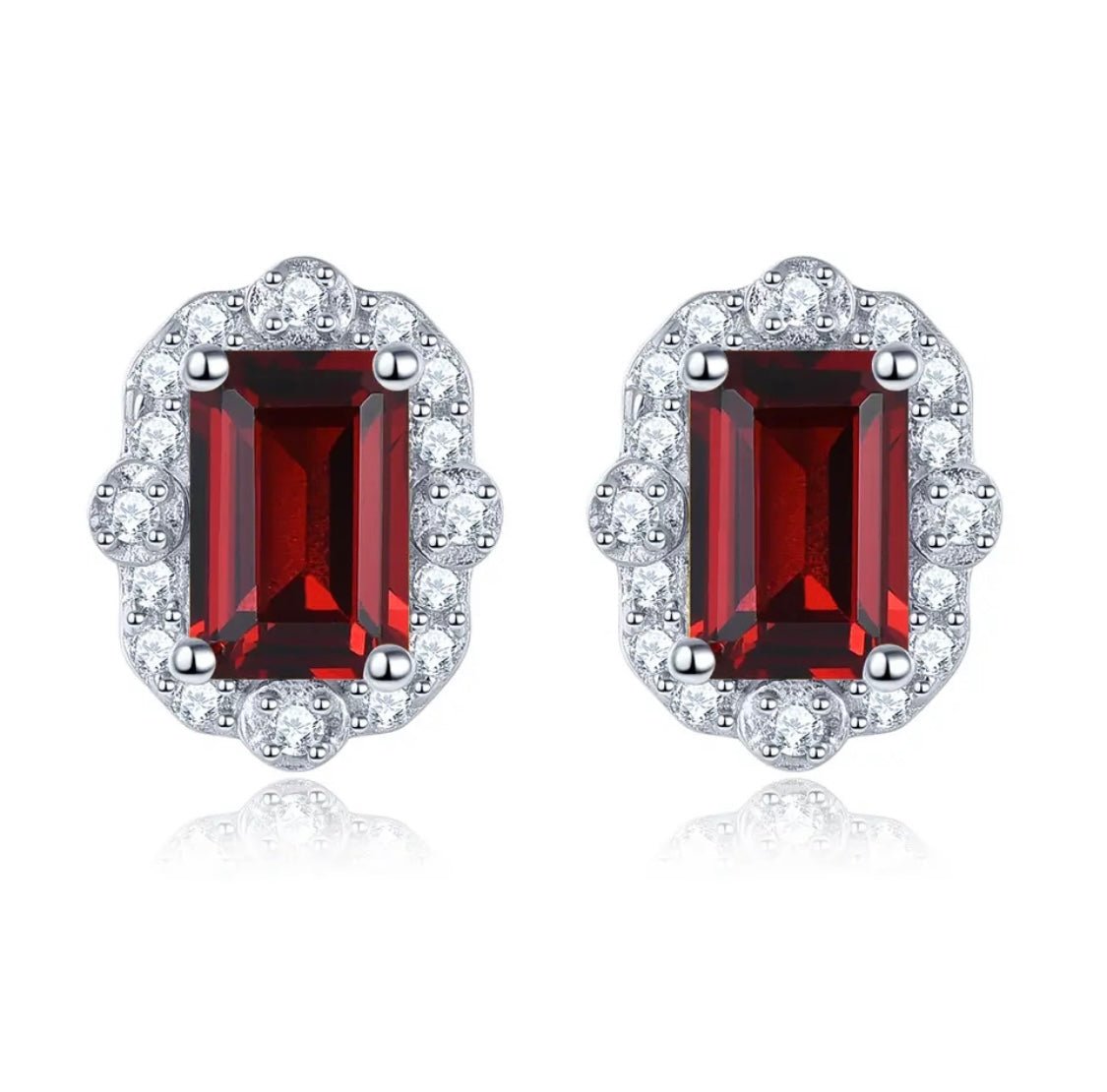 Silver 1.00 ct Garnet Earrings