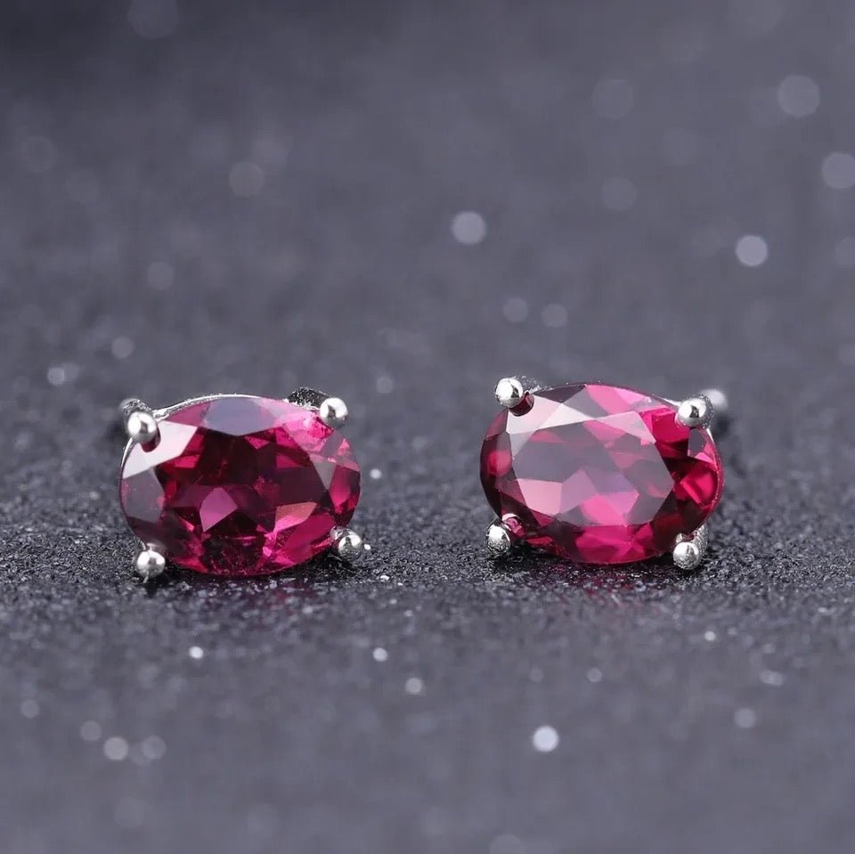 Silver 1.05 ct Rhodolite Garnet Earrings
