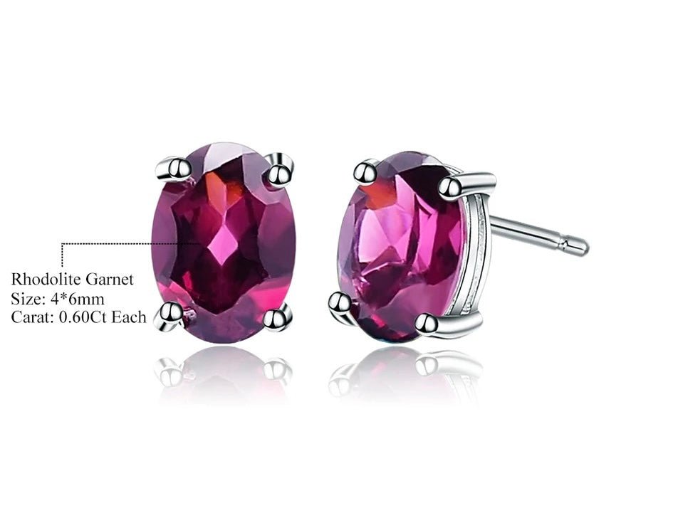 Silver 1.05 ct Rhodolite Garnet Earrings