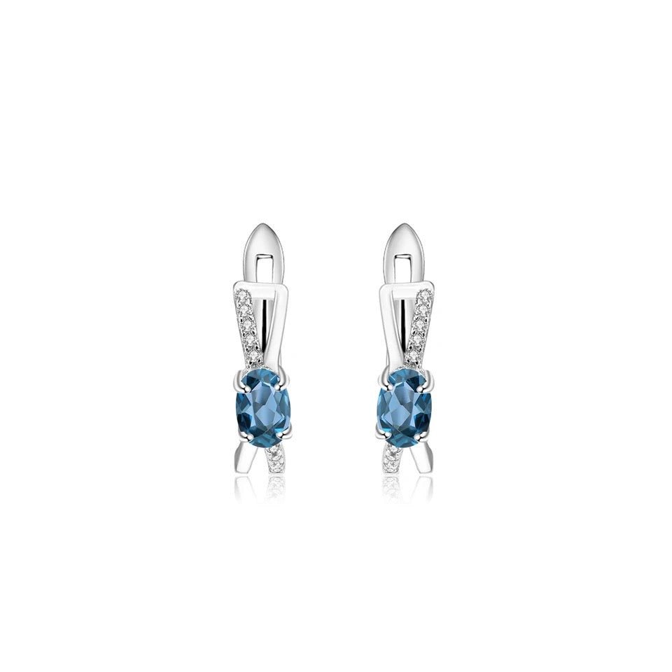 Silver 1.14 ct London Blue Topaz Earrings