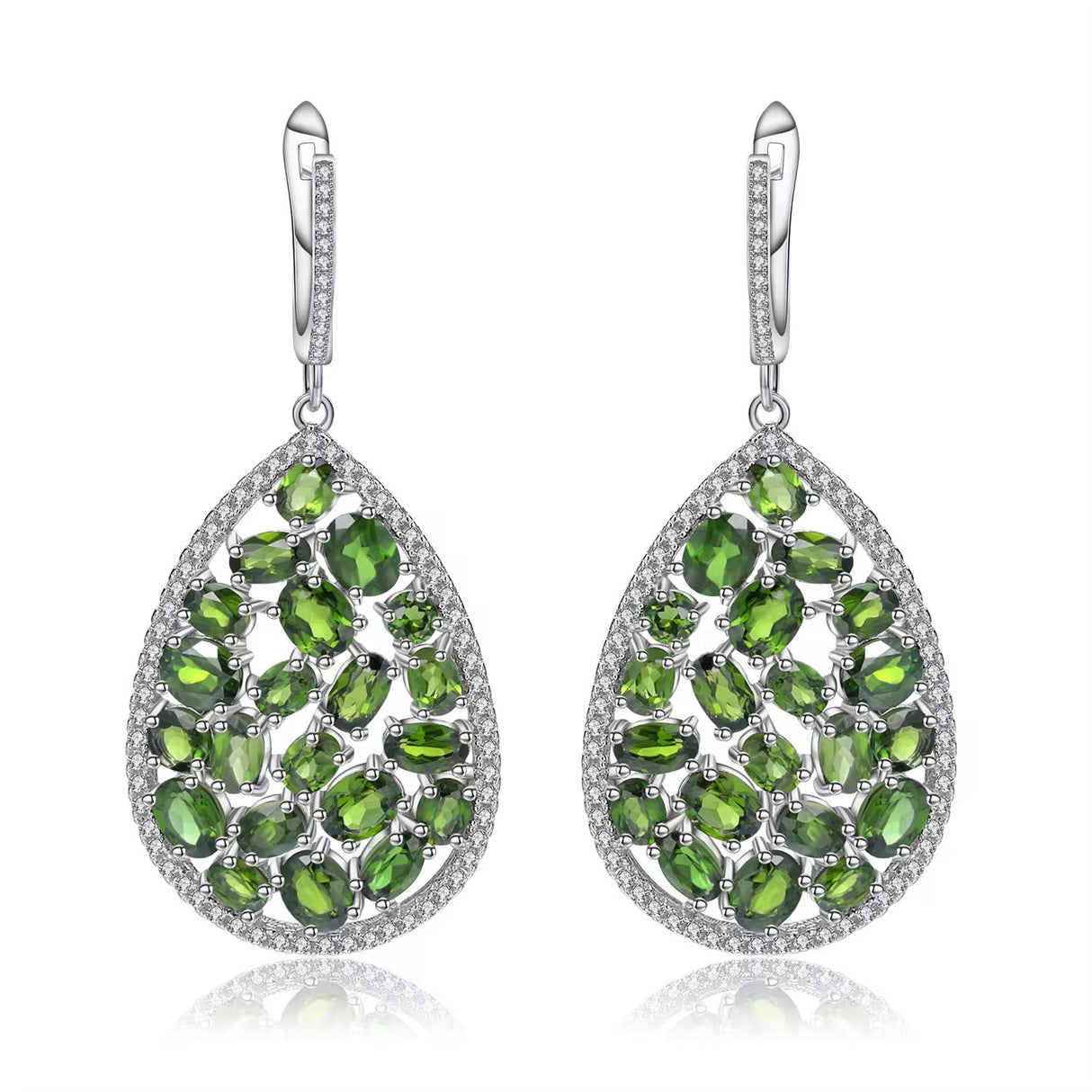 Silver 11.96 ct Chrome Diopside Earrings