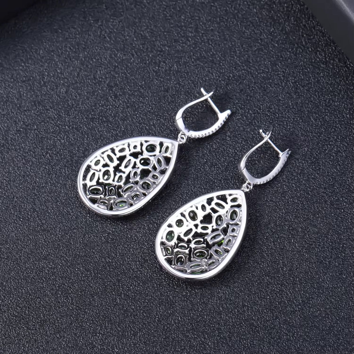 Silver 11.96 ct Chrome Diopside Earrings