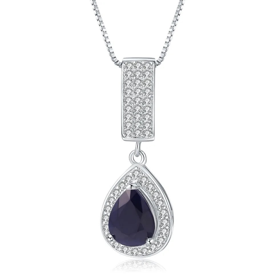 Silver 1.29 ct Sapphire Pendant