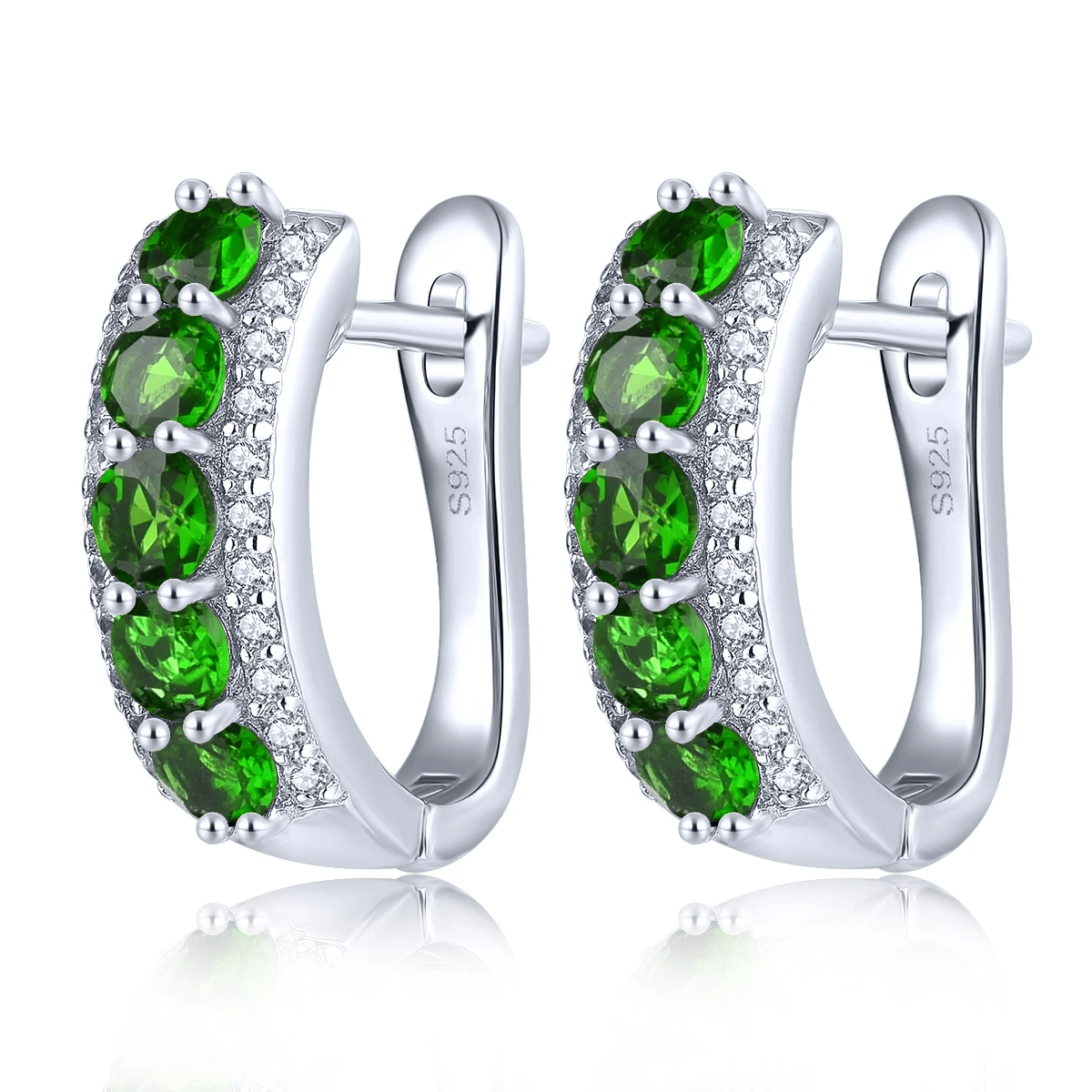 Silver 1.50 ct Chrome Diopside Earrings