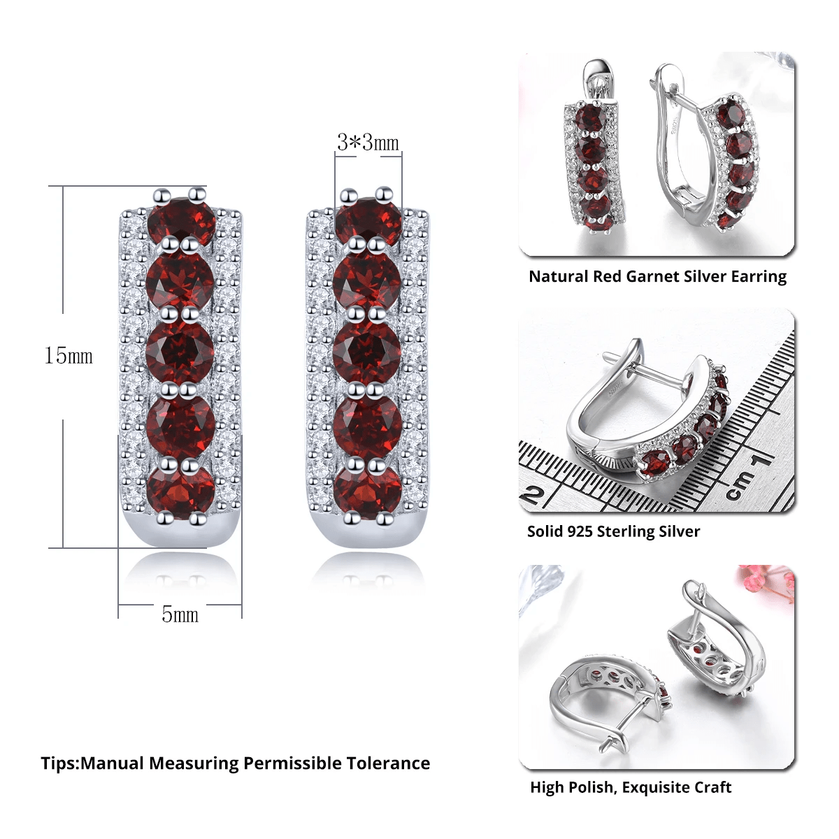 Silver 1.50 ct Garnet Earrings