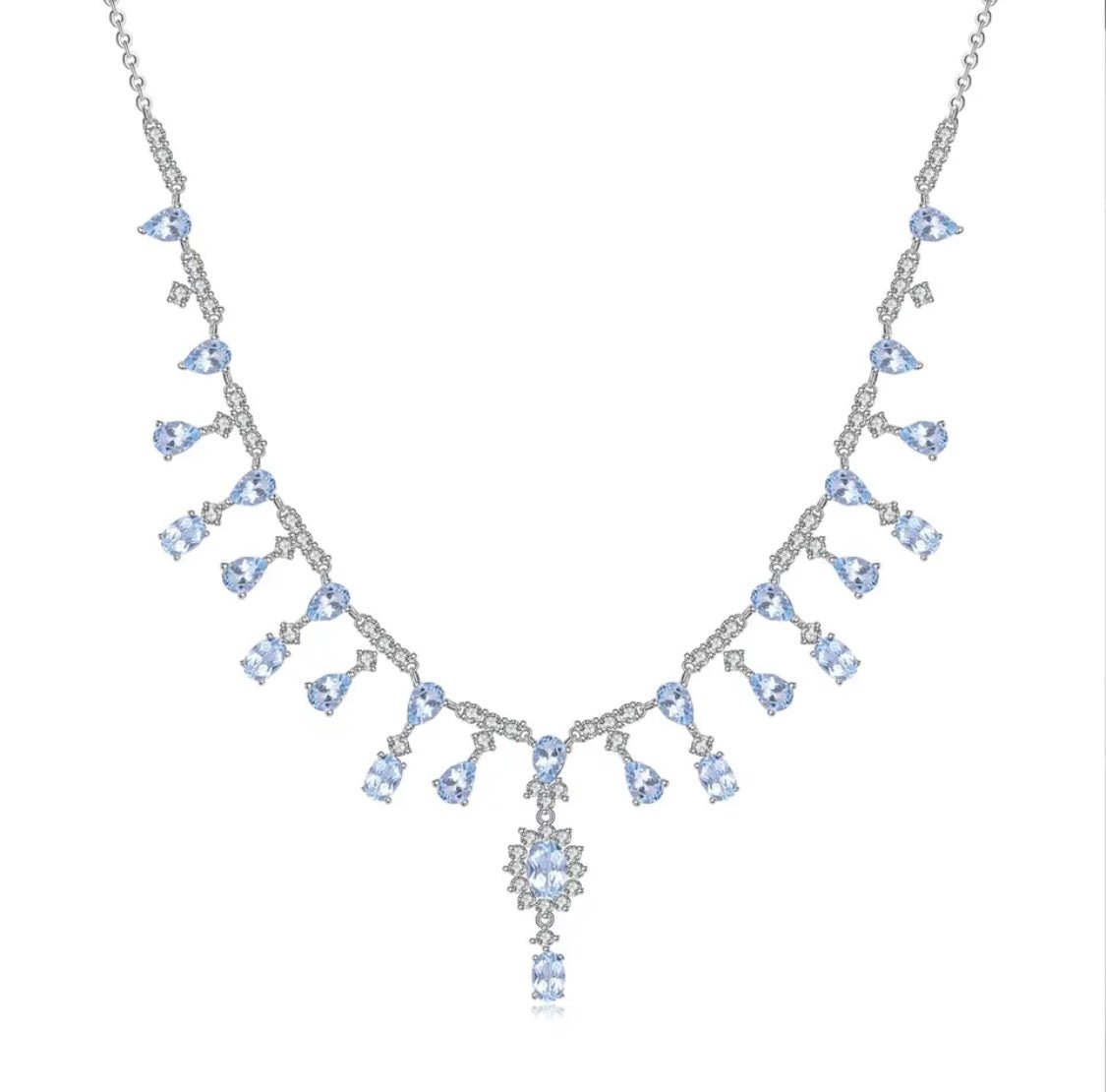 Silver 15.20 ct Sky Blue Topaz Necklace