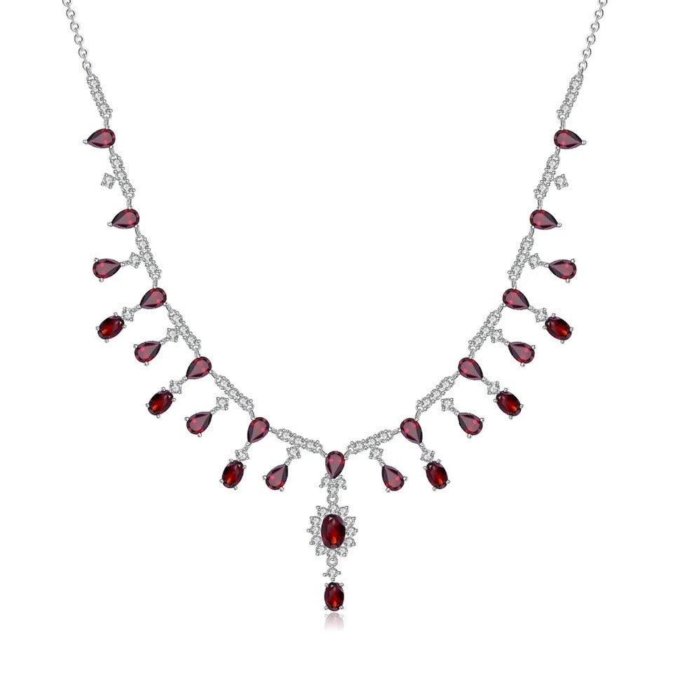 Silver 15.20 Garnet Necklace