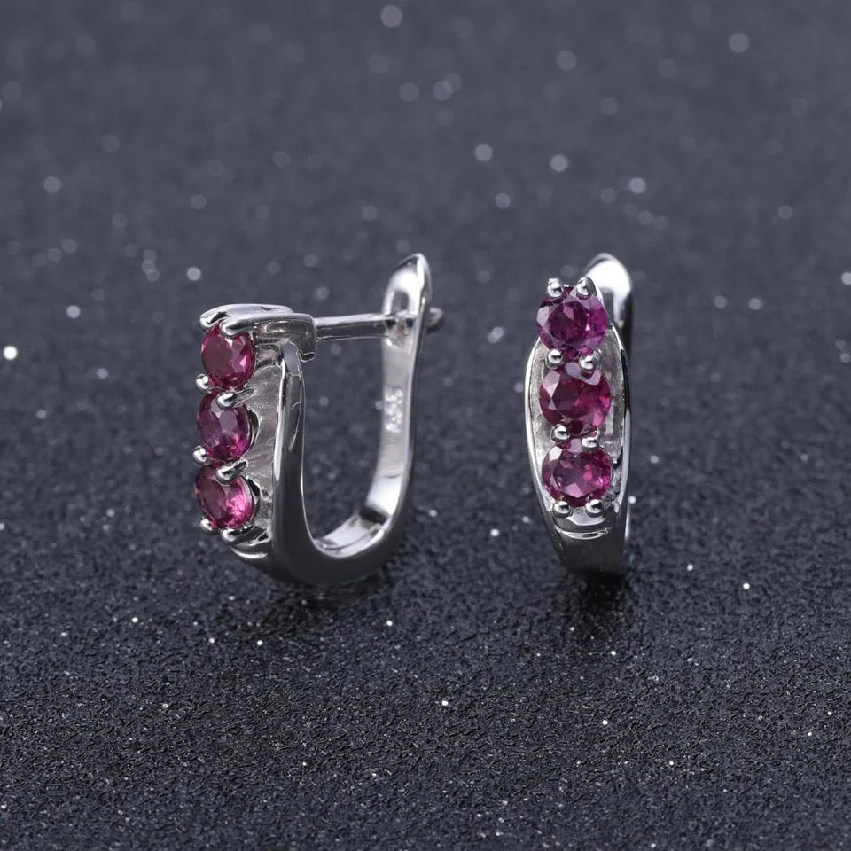Silver 1.57 ct Rhodolite Garnet Earrings