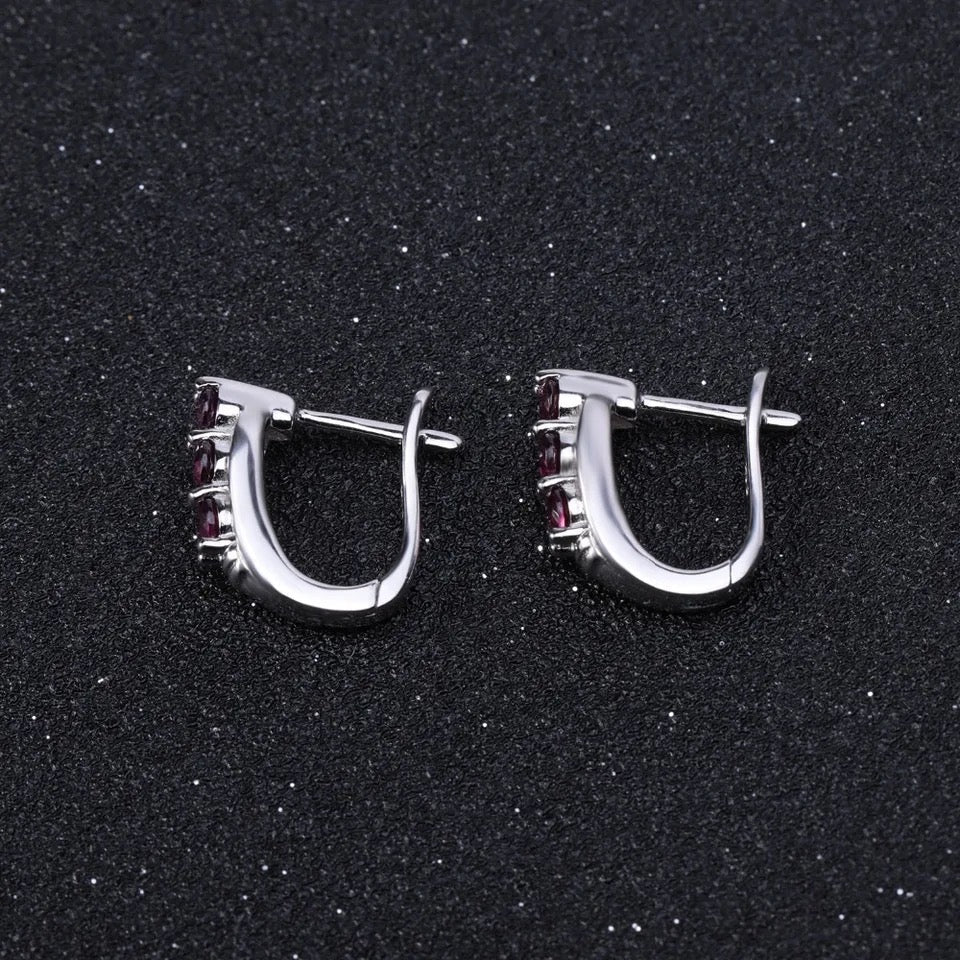 Silver 1.57 ct Rhodolite Garnet Earrings