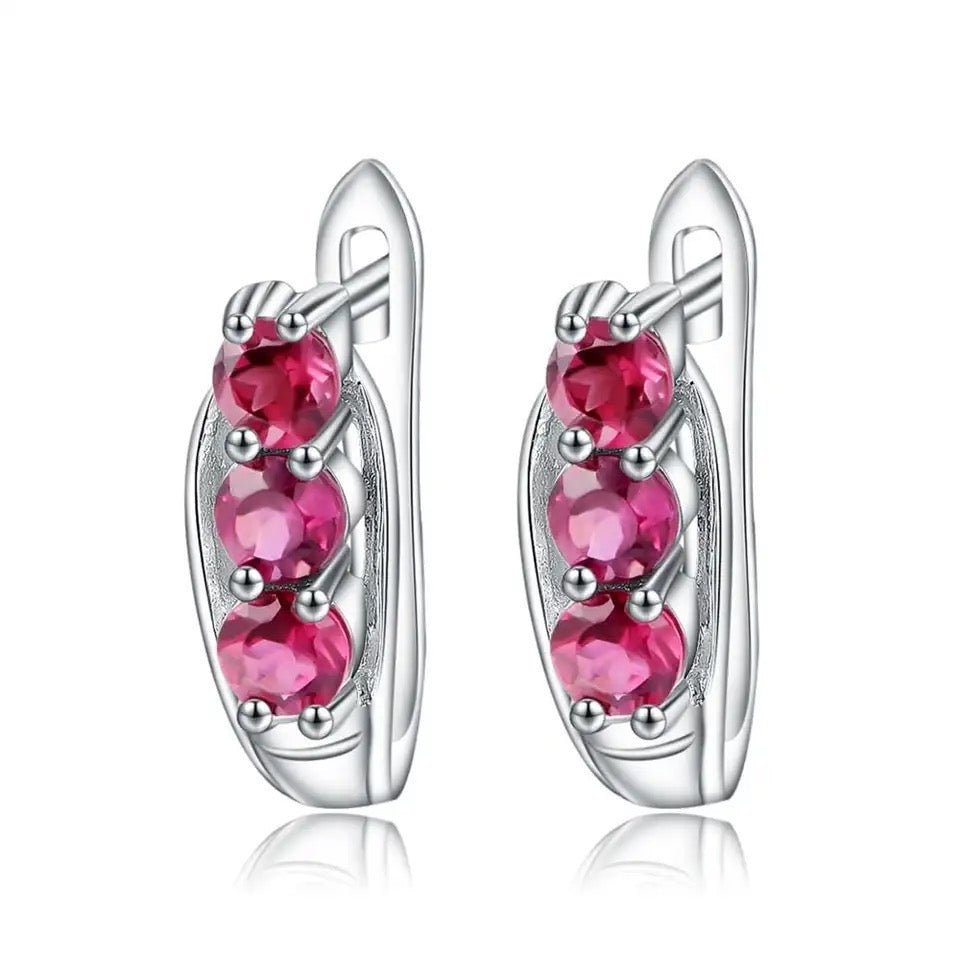 Silver 1.57 ct Rhodolite Garnet Earrings