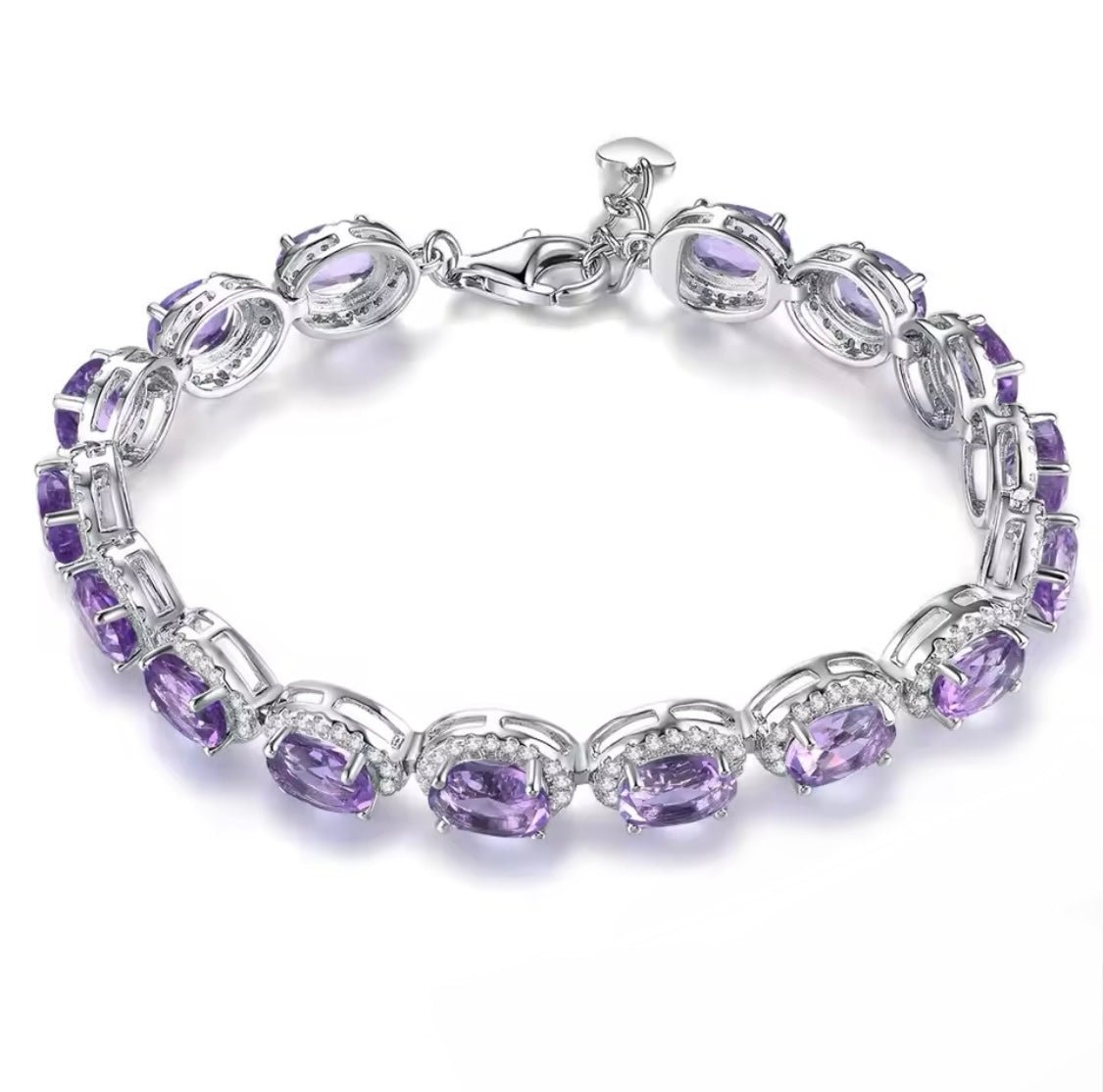 Silver 16.00 ct Amethyst Bracelet
