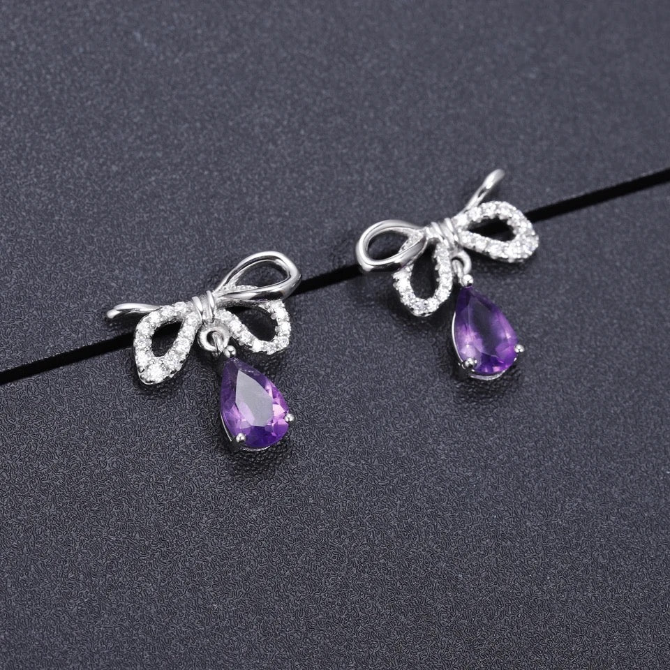 Silver 1.73 ct Amethyst Earrings
