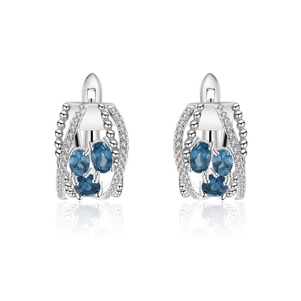Silver 1.78 ct London Blue Topaz Earrings
