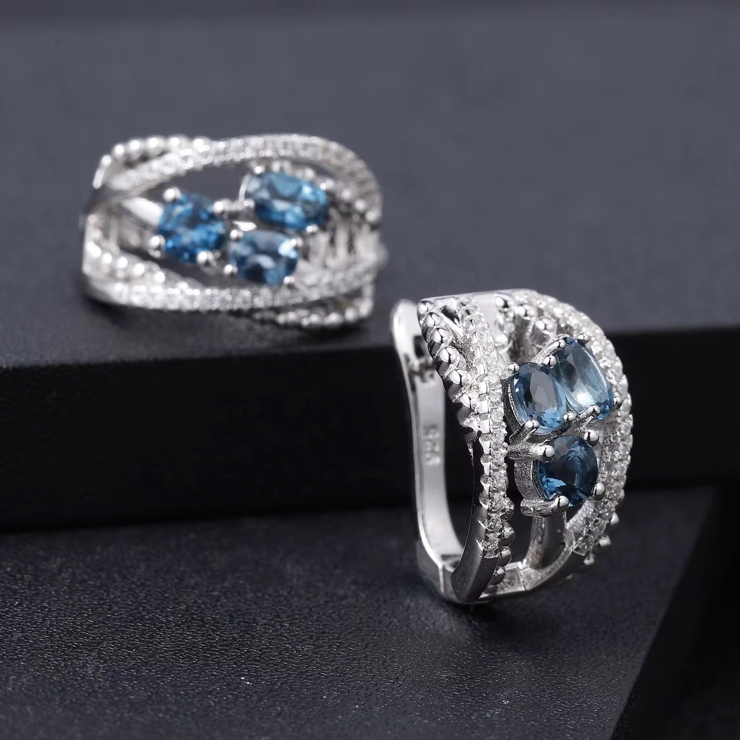 Silver 1.78 ct London Blue Topaz Earrings
