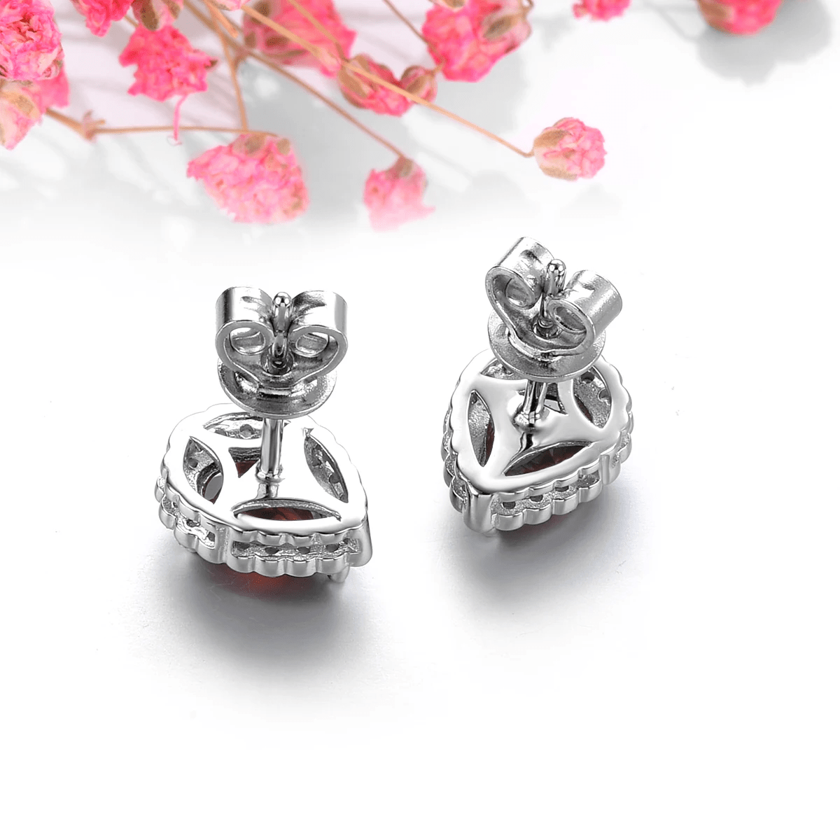 Silver 1.80 ct Garnet Earrings