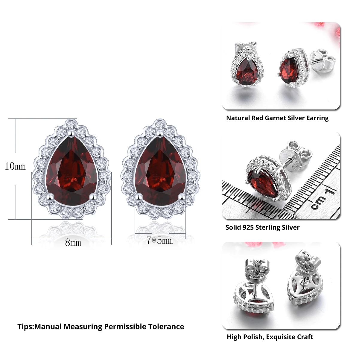 Silver 1.80 ct Garnet Earrings