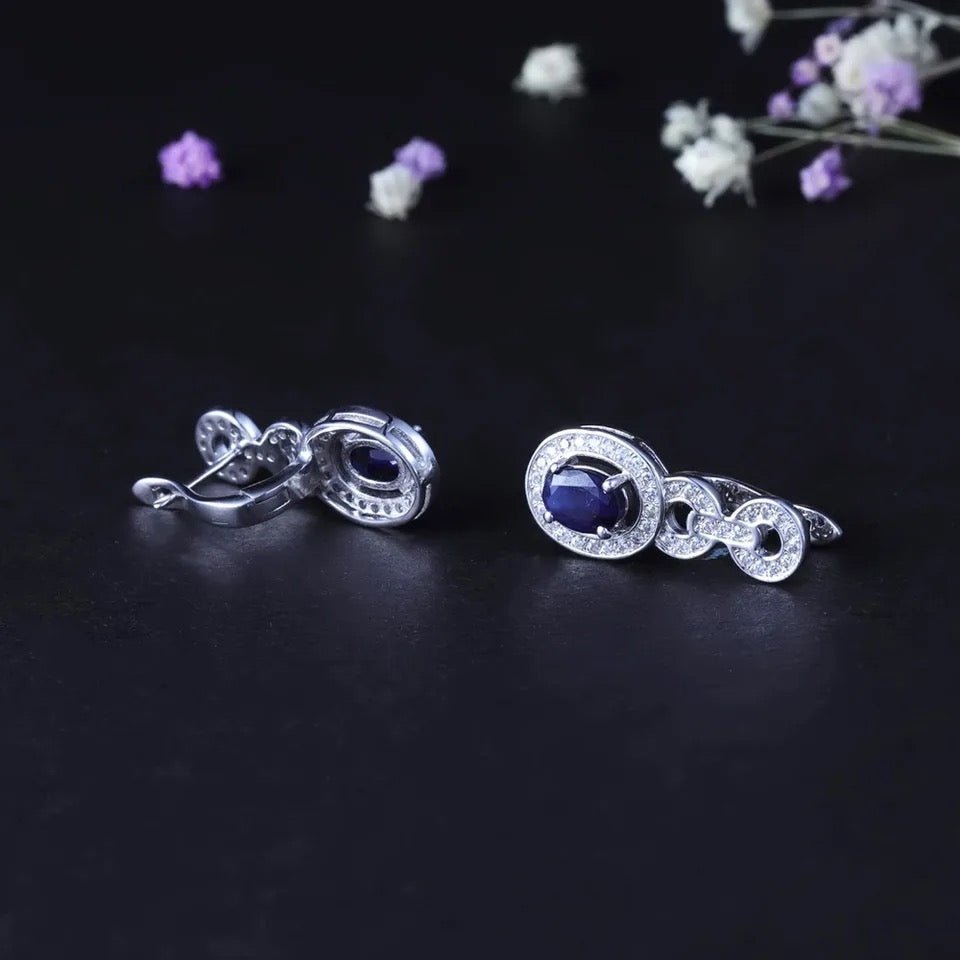 Silver 1.89 ct Sapphire Earrings