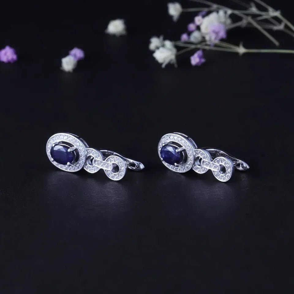 Silver 1.89 ct Sapphire Earrings