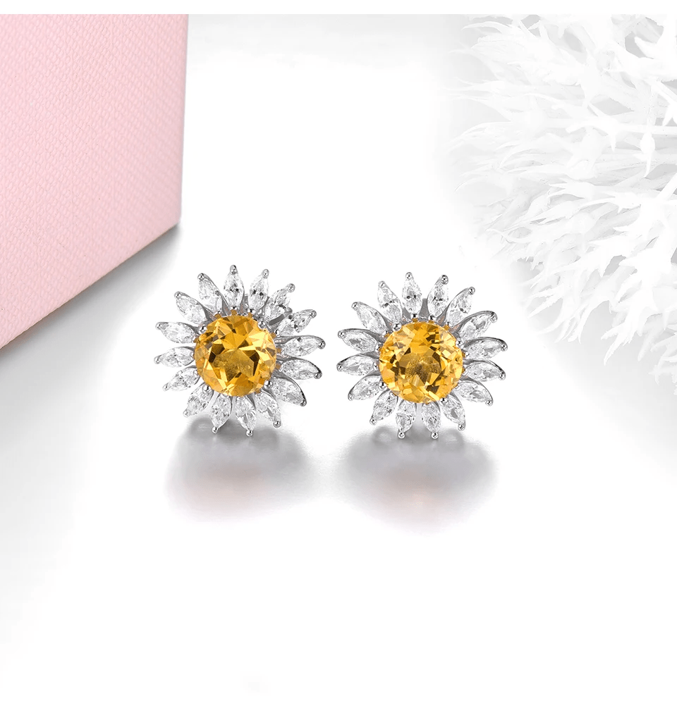 Silver 2.00 ct Citrine Earrings