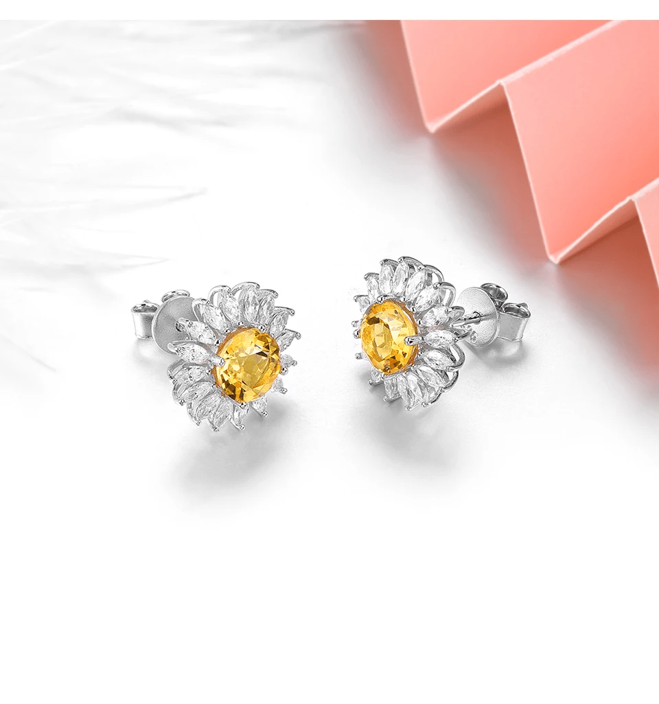 Silver 2.00 ct Citrine Earrings