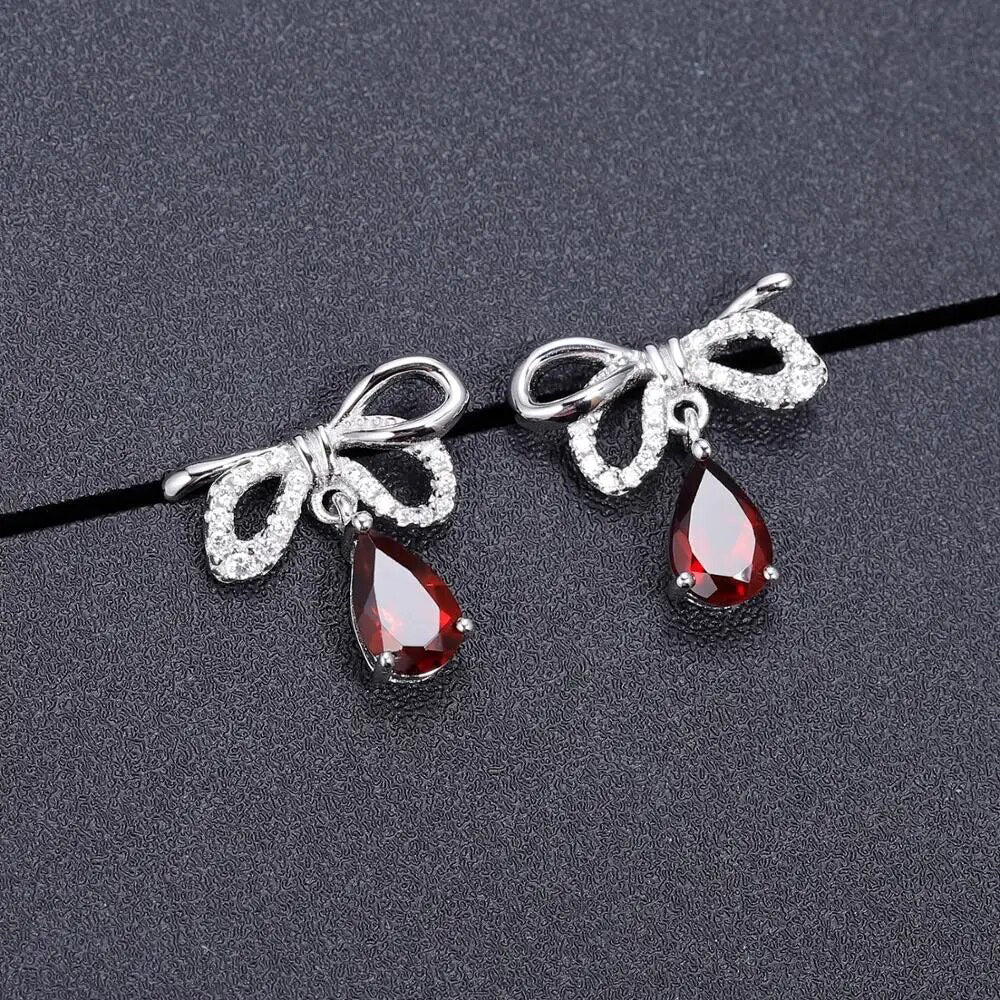 Silver 2.10 ct Garnet Earrings