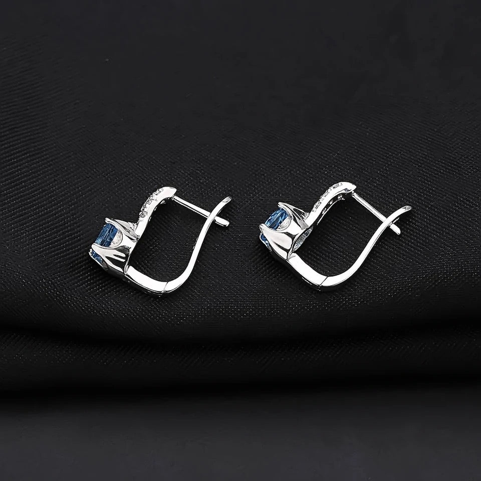 Silver 2.10 ct Sky Blue Topaz Earrings