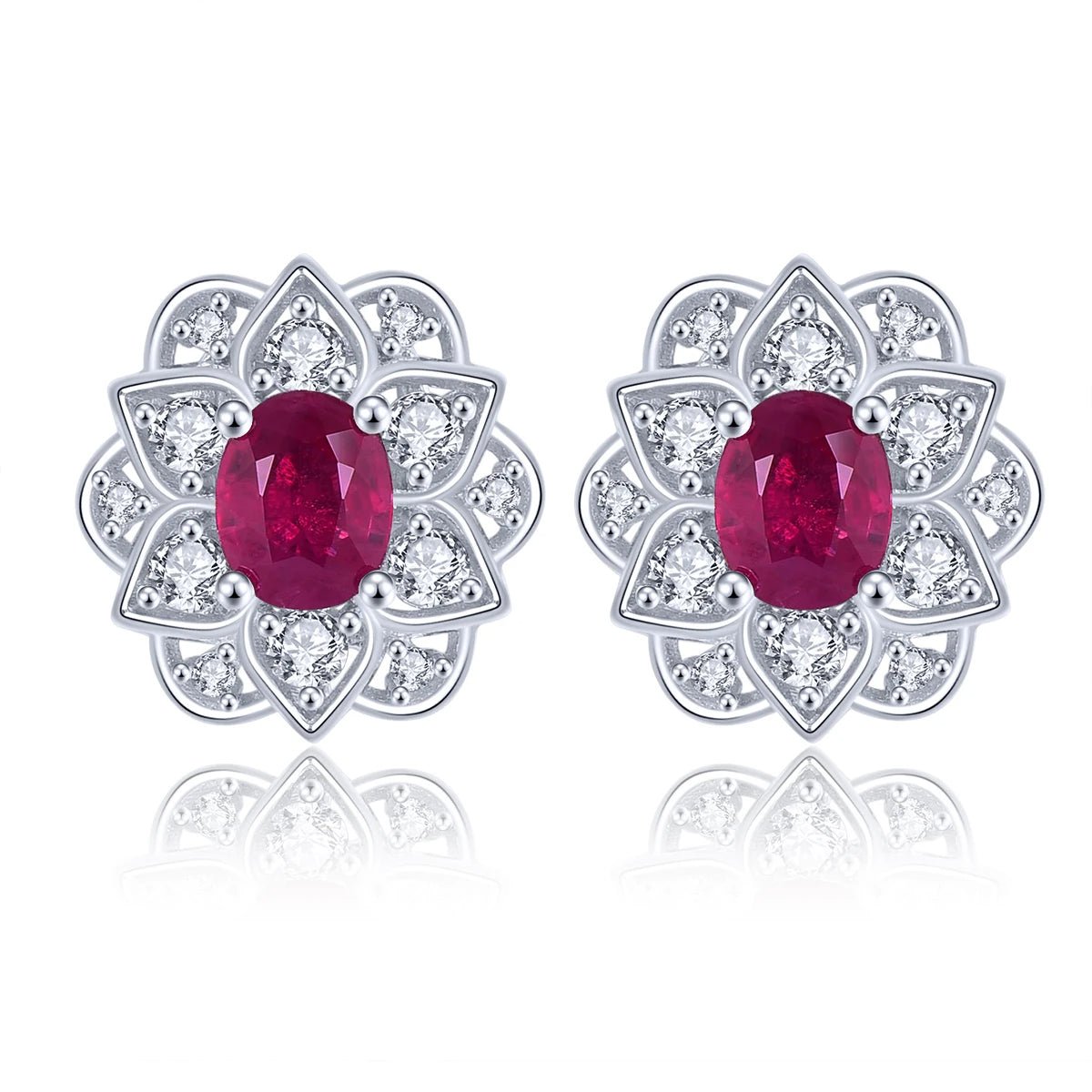 Silver 2.30 ct Ruby Earrings