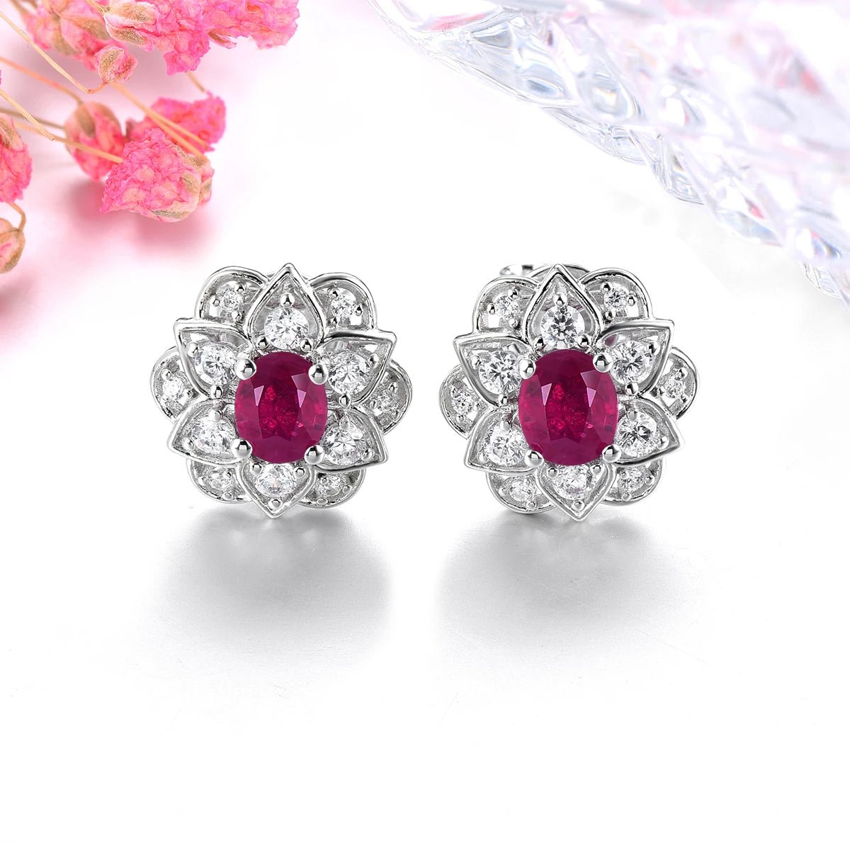 Silver 2.30 ct Ruby Earrings