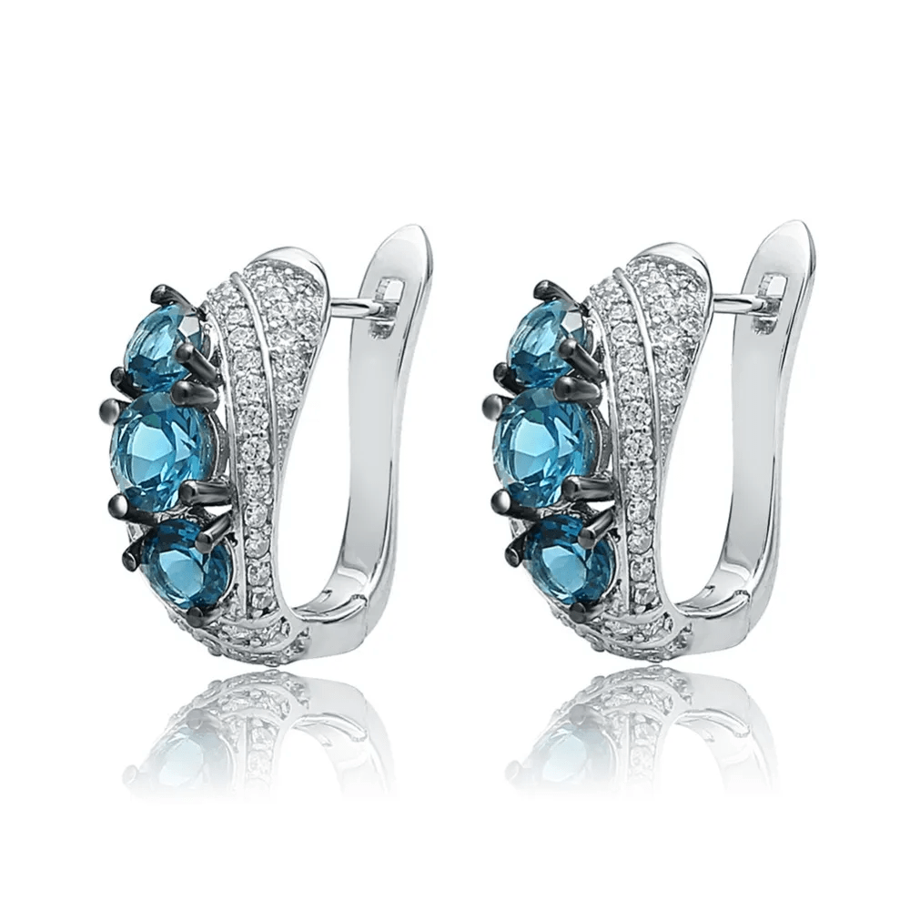 Silver 2.50 ct London Blue Topaz Earrings