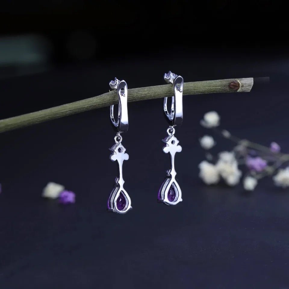 Silver 2.87 ct Amethyst Earrings