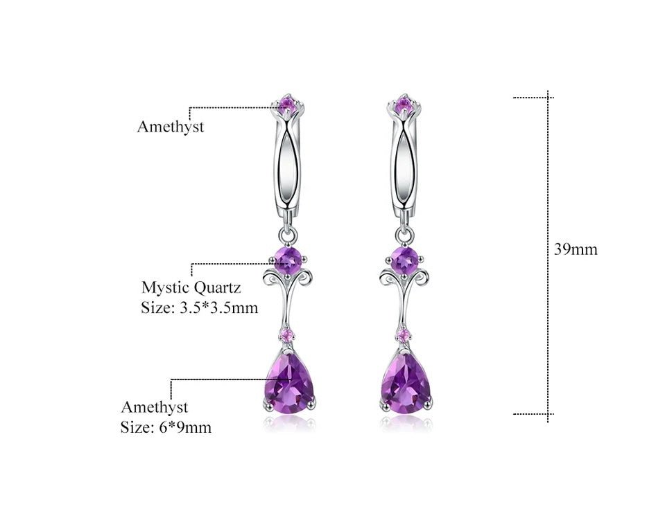 Silver 2.87 ct Amethyst Earrings