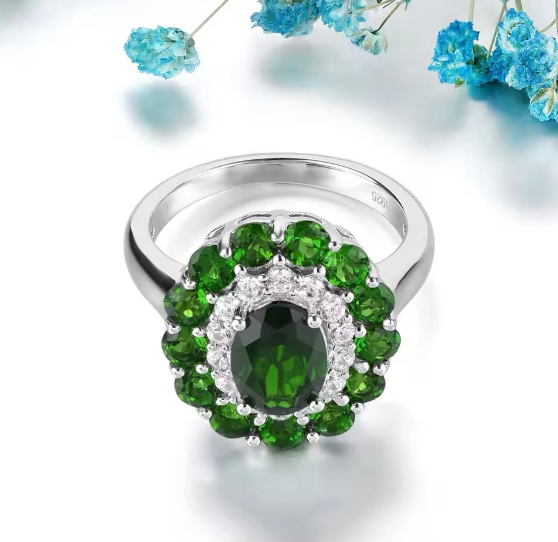Silver 2.90 ct Chrome Diopside Ring