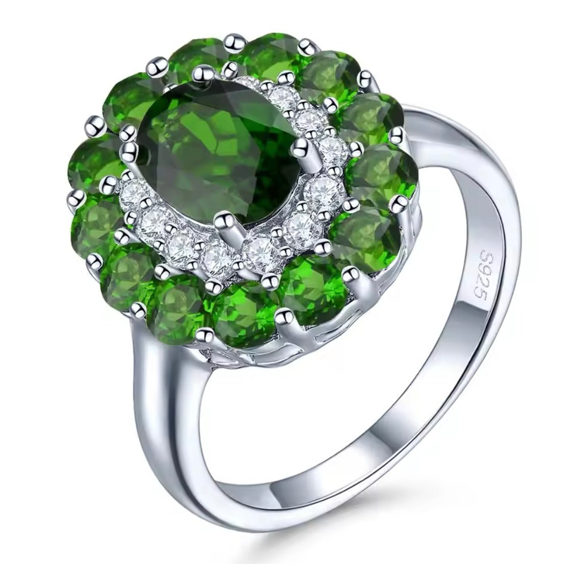 Silver 2.90 ct Chrome Diopside Ring