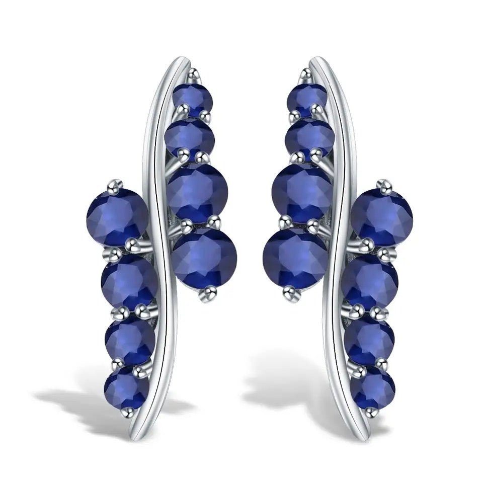Silver 3.00 ct Sapphire Earrings